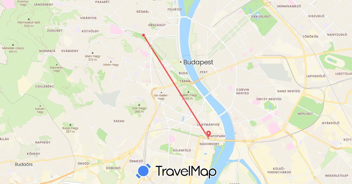 TravelMap itinerary: driving, hiking in Hungary (Europe)
